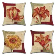 4pcs Vintage Flower Pattern Throw Pillow Covers 18"x18"