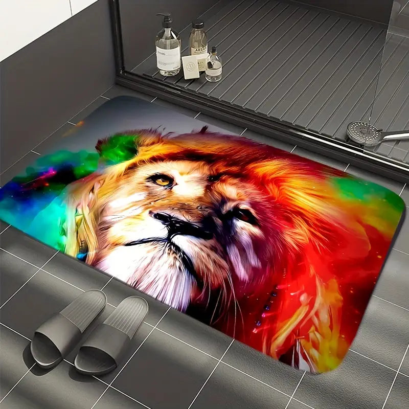 Lion Pattern Non-Slip Mat for Living Room and Bathroom