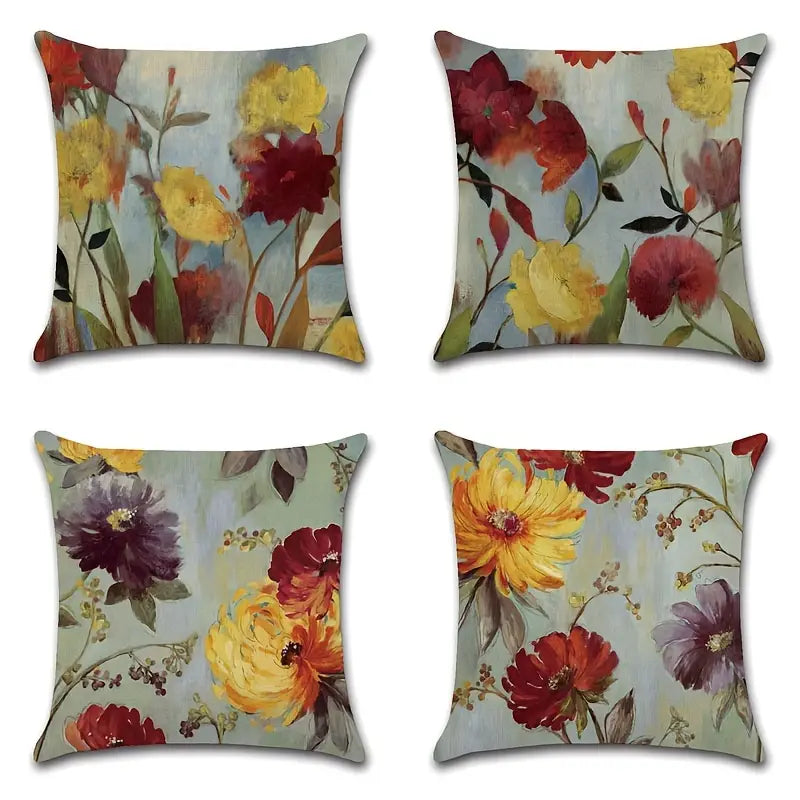 4pcs Vintage Flower Pattern Throw Pillow Covers 18"x18"