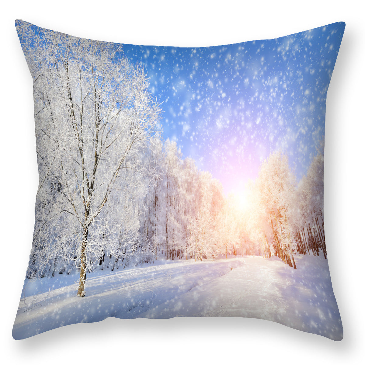 Scandinavian Snow Landscape Printed Pillowcase