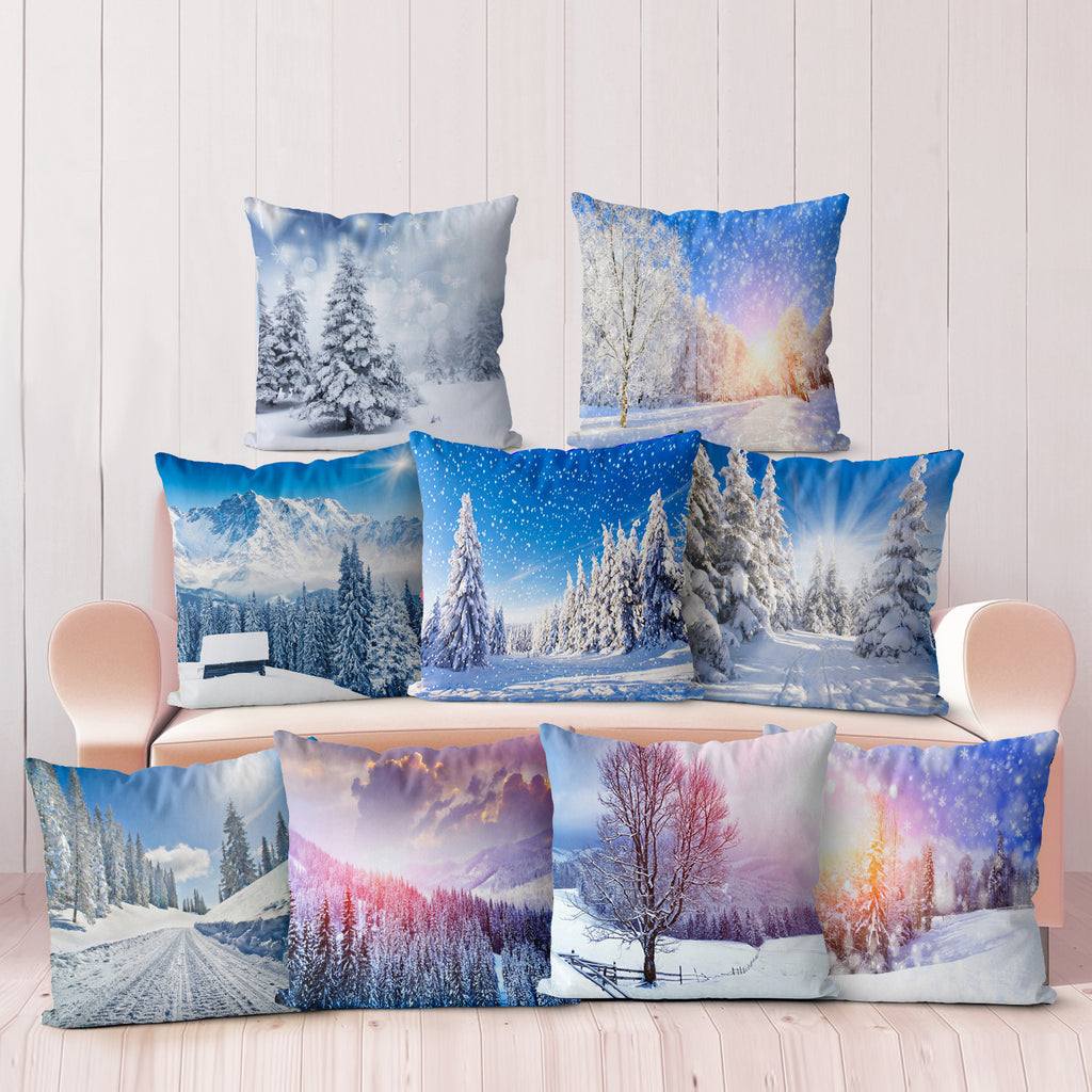 Scandinavian Snow Landscape Printed Pillowcase