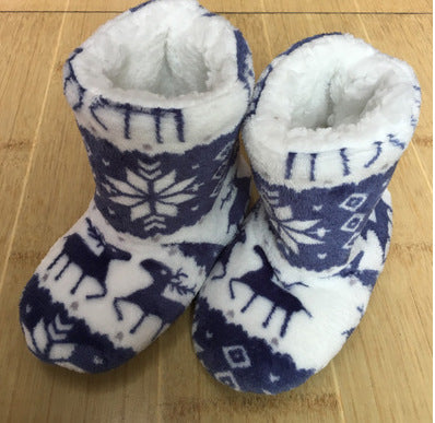 Adult Christmas Reindeer Boots - Coral Fleece Indoor Shoes