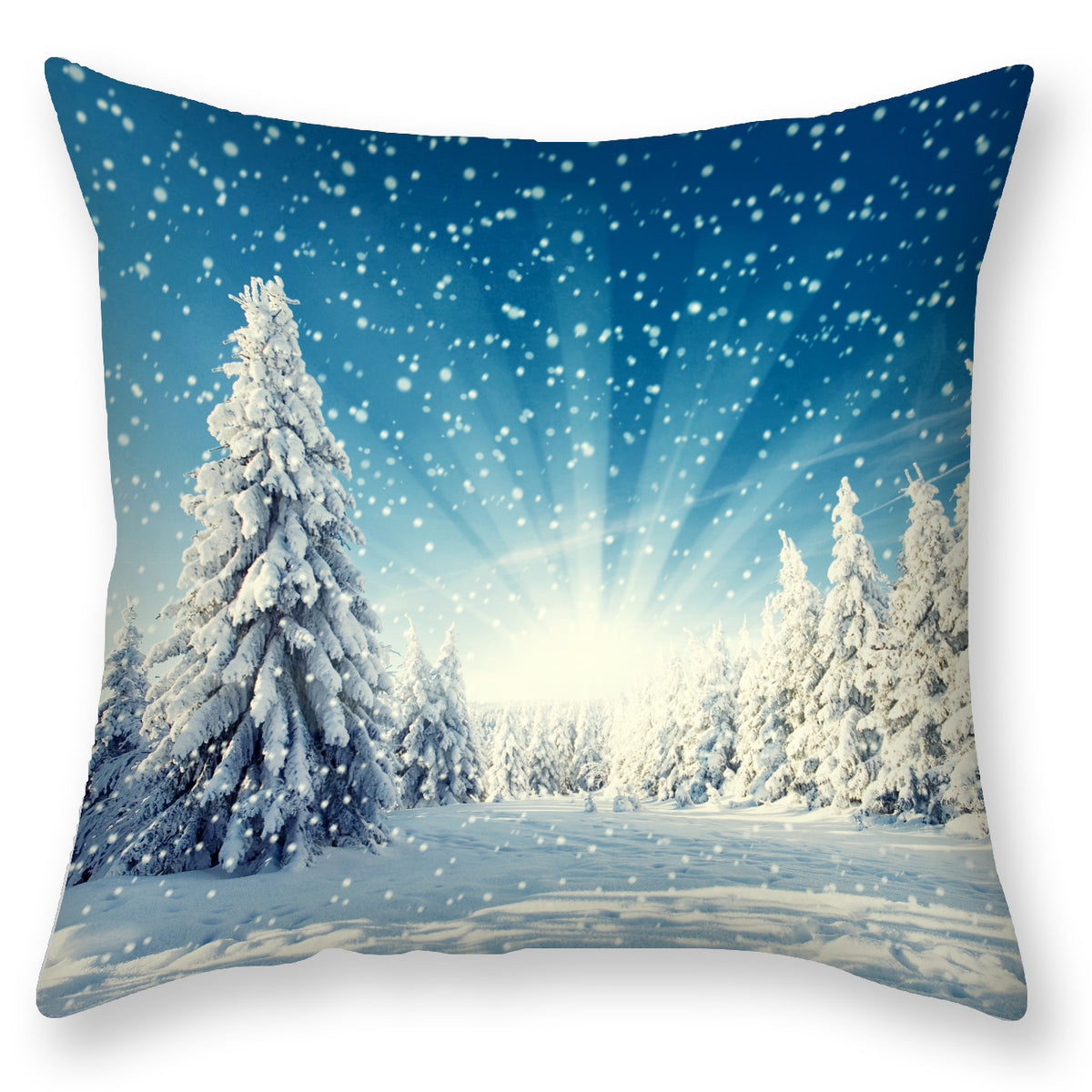 Scandinavian Snow Landscape Printed Pillowcase