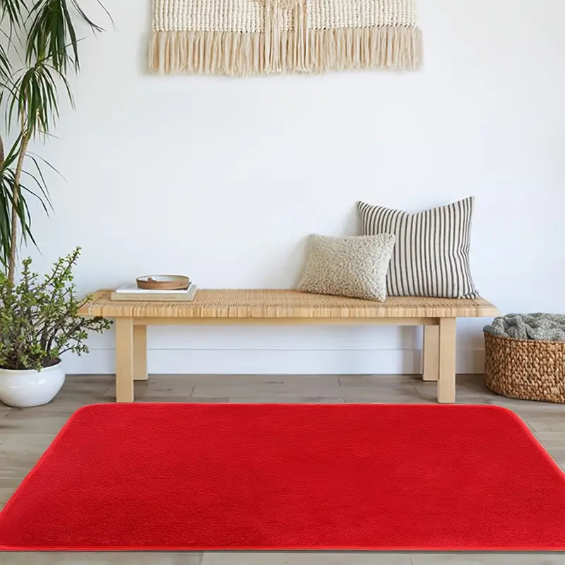 Solid Red Area Rug for Living Room and Bedroom