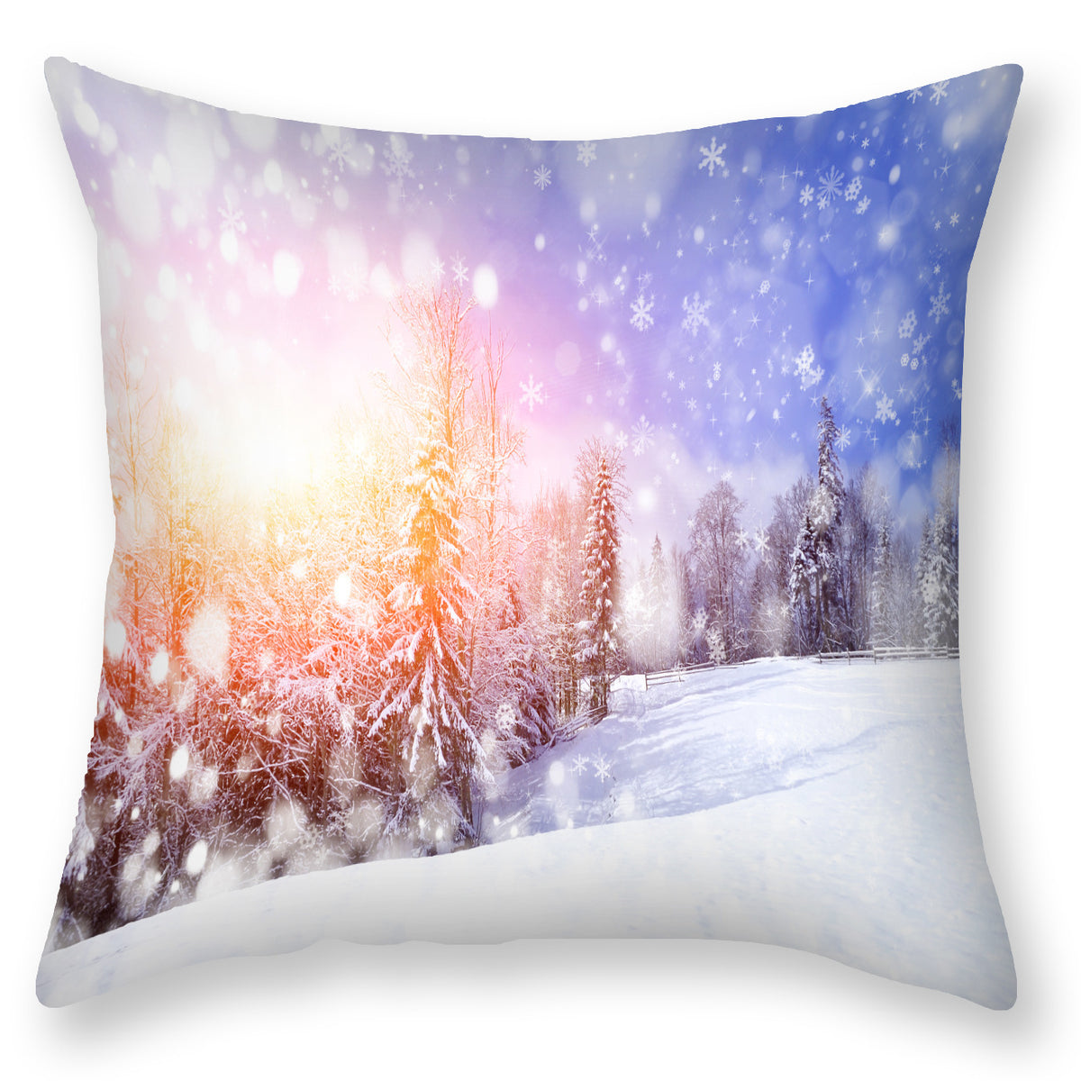 Scandinavian Snow Landscape Printed Pillowcase