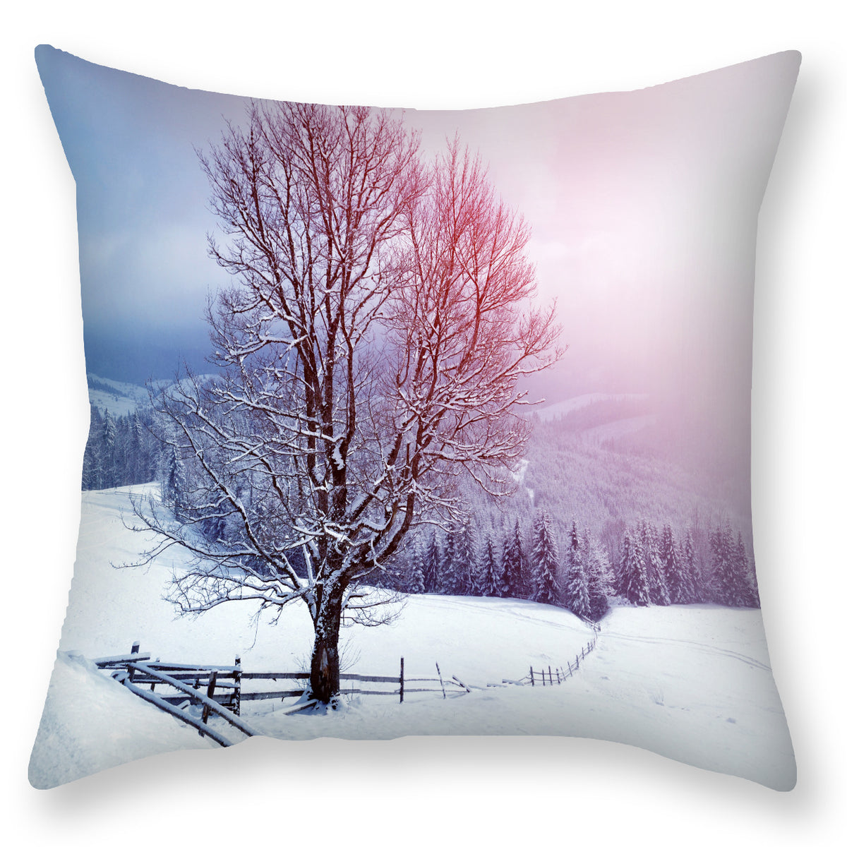 Scandinavian Snow Landscape Printed Pillowcase