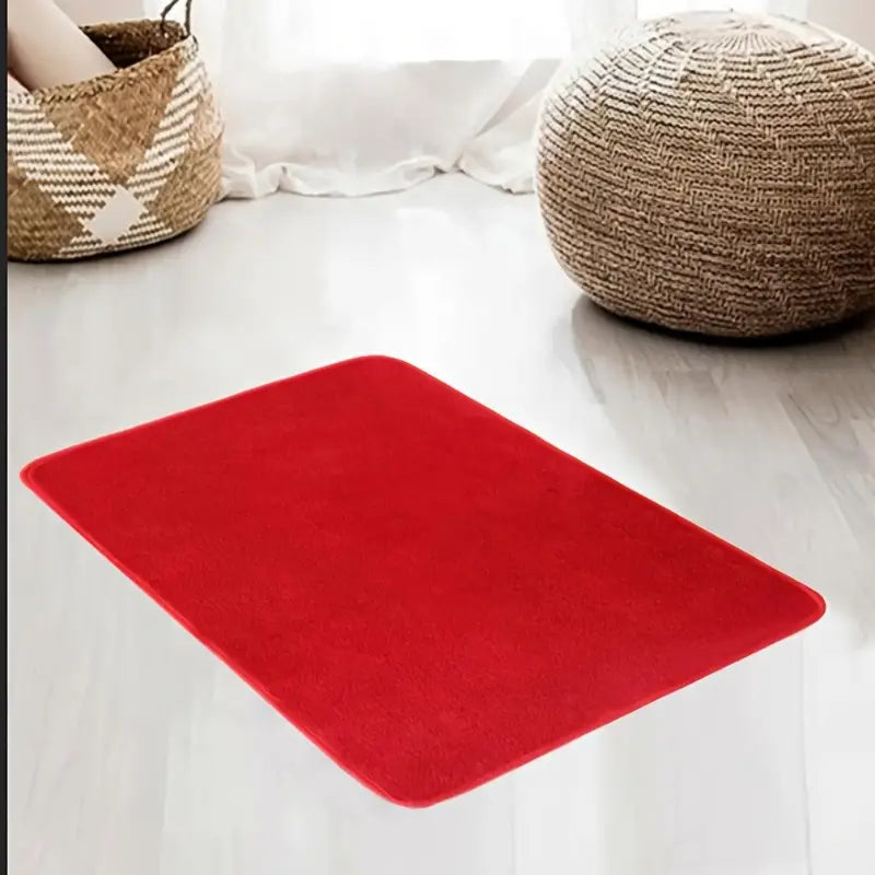 Solid Red Area Rug for Living Room and Bedroom
