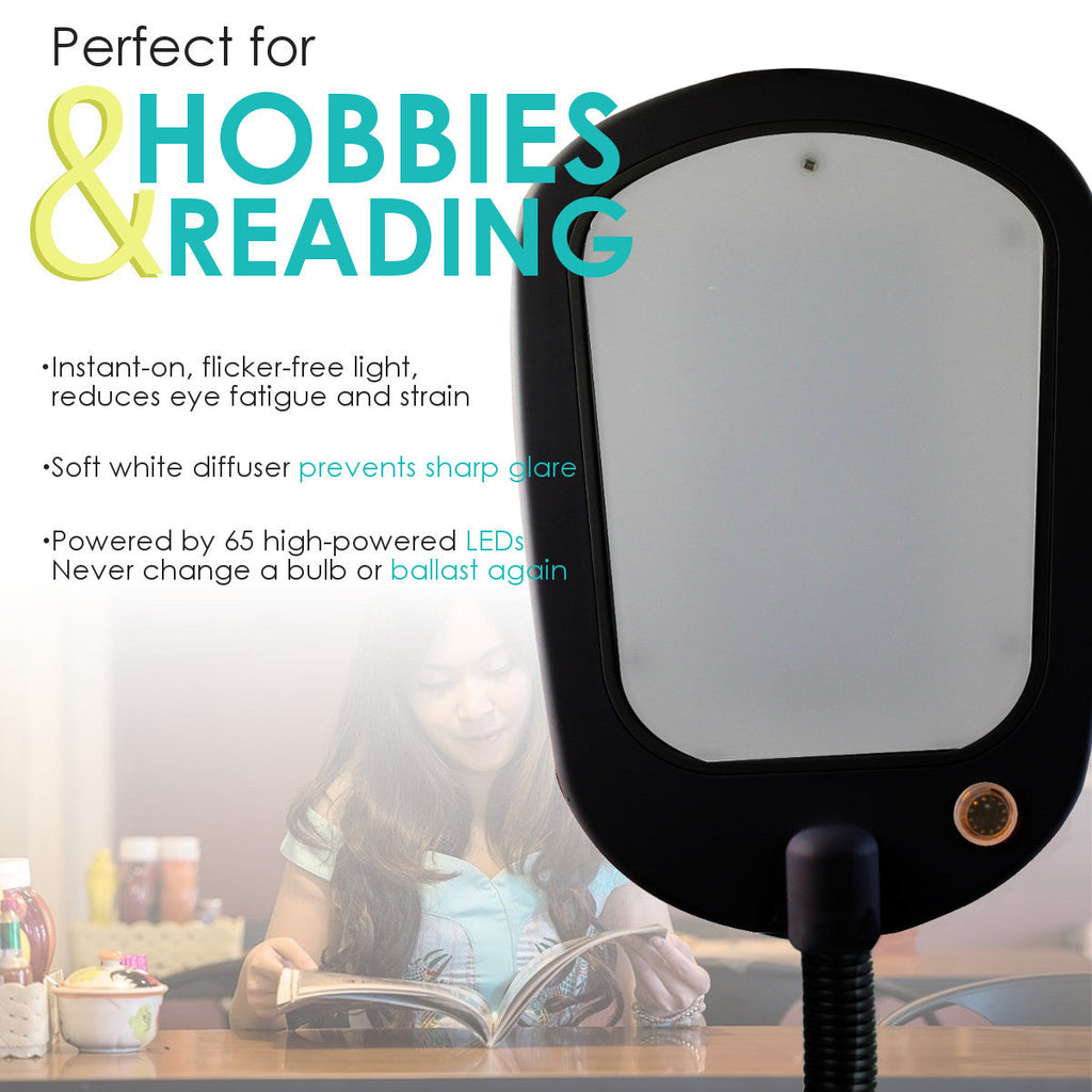 63"H Slim Design LED Bright Reader Natural Daylight Full Spectrum Floor Lamp, Black
