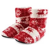 Adult Christmas Reindeer Boots - Coral Fleece Indoor Shoes