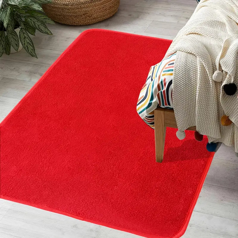 Solid Red Area Rug for Living Room and Bedroom
